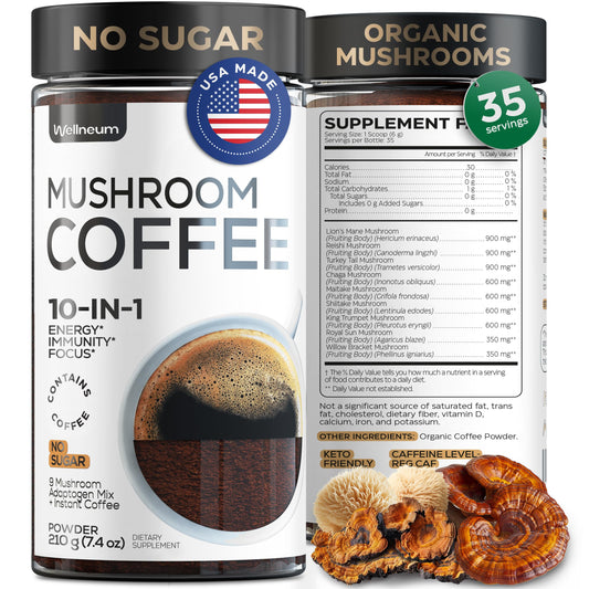 Mushroom Coffee, Fruits & Greens, Beetroot, Magnesium, Previotic Fiber